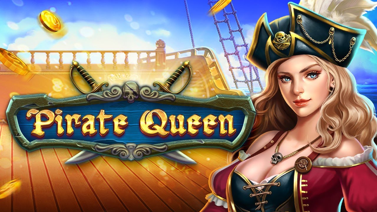 Slot Pirate Queen by JILI featuring the fierce Pirate Queen and symbols like treasure chests, ships, and swords on the reels